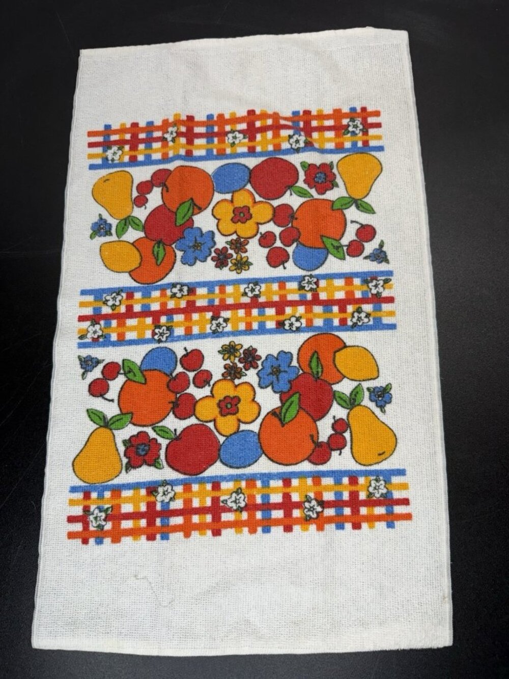 Vintage Cannon 70s Kitchen Towel Fruit Bright Colors Kitschy Retro Dish Towel